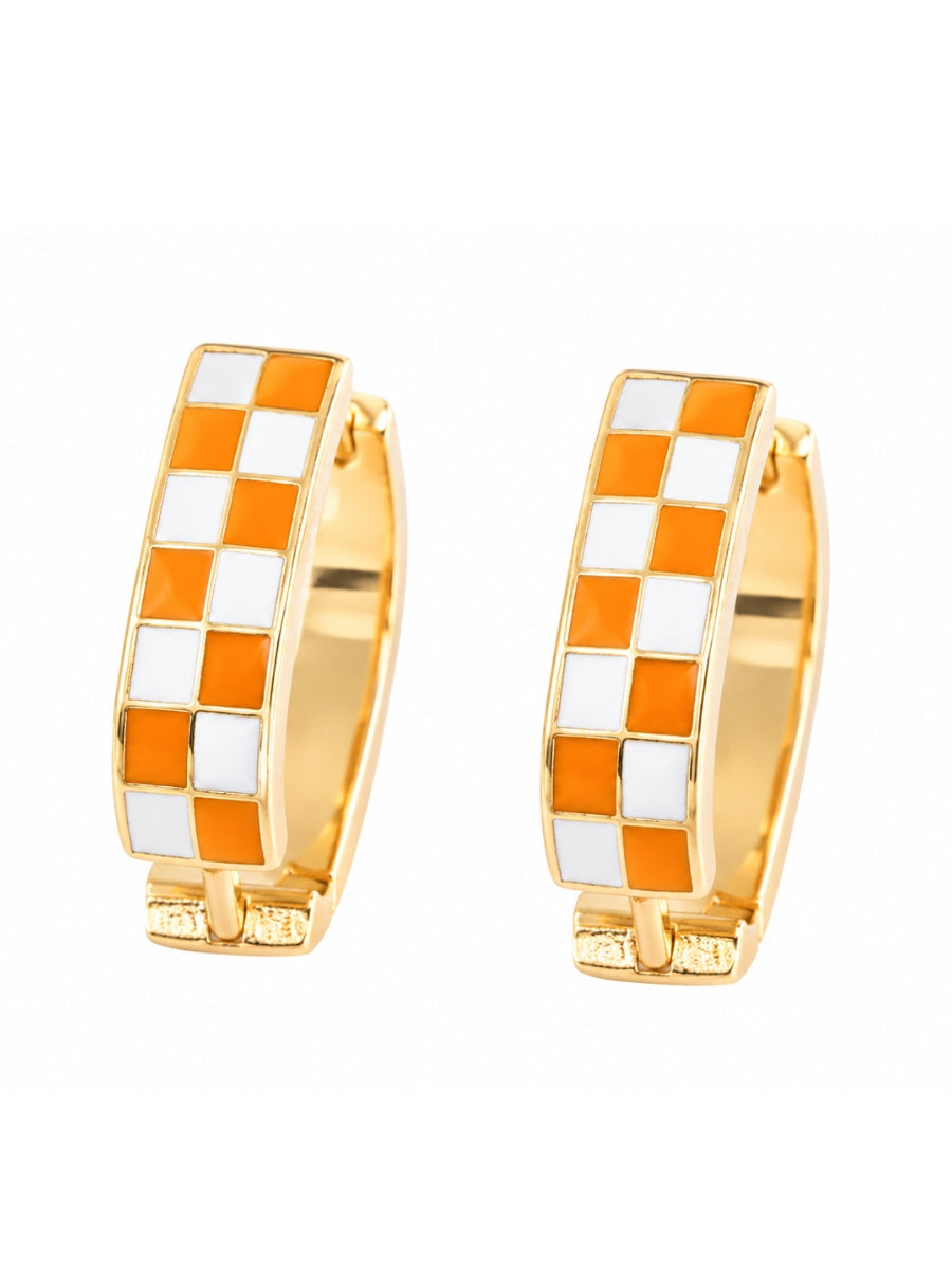 Check Square Hoop Earrings