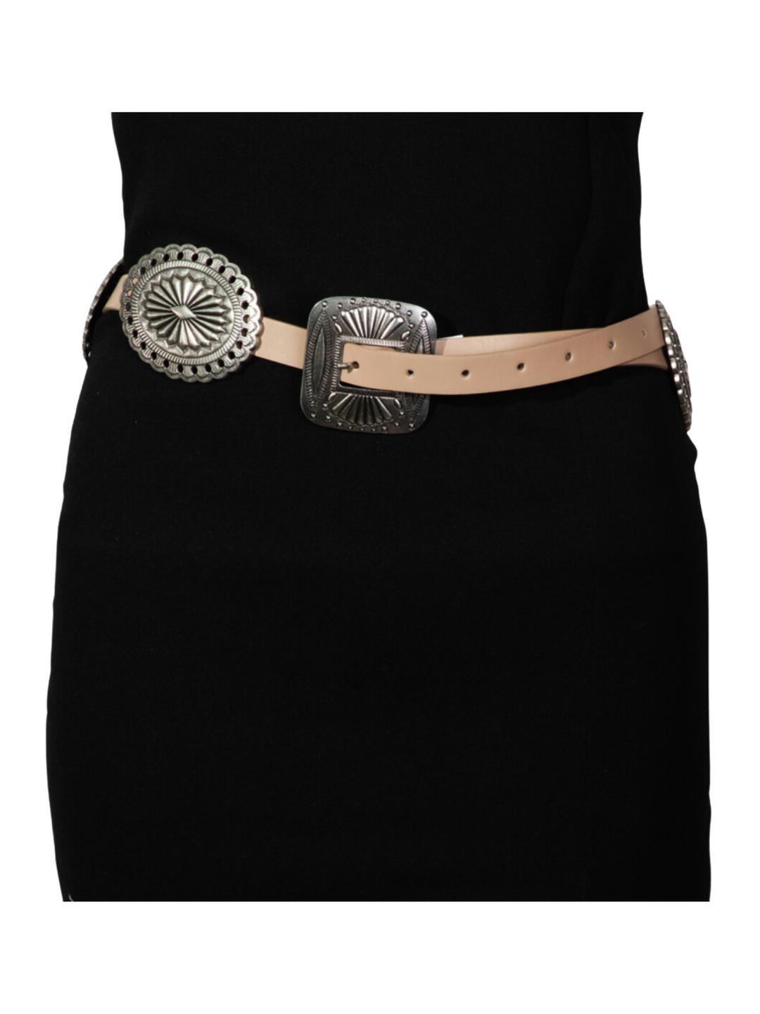 Concho Disc Faux Leather Belt