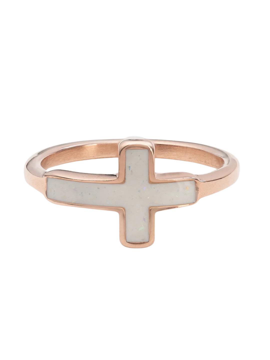 White Enamel Cross Ring