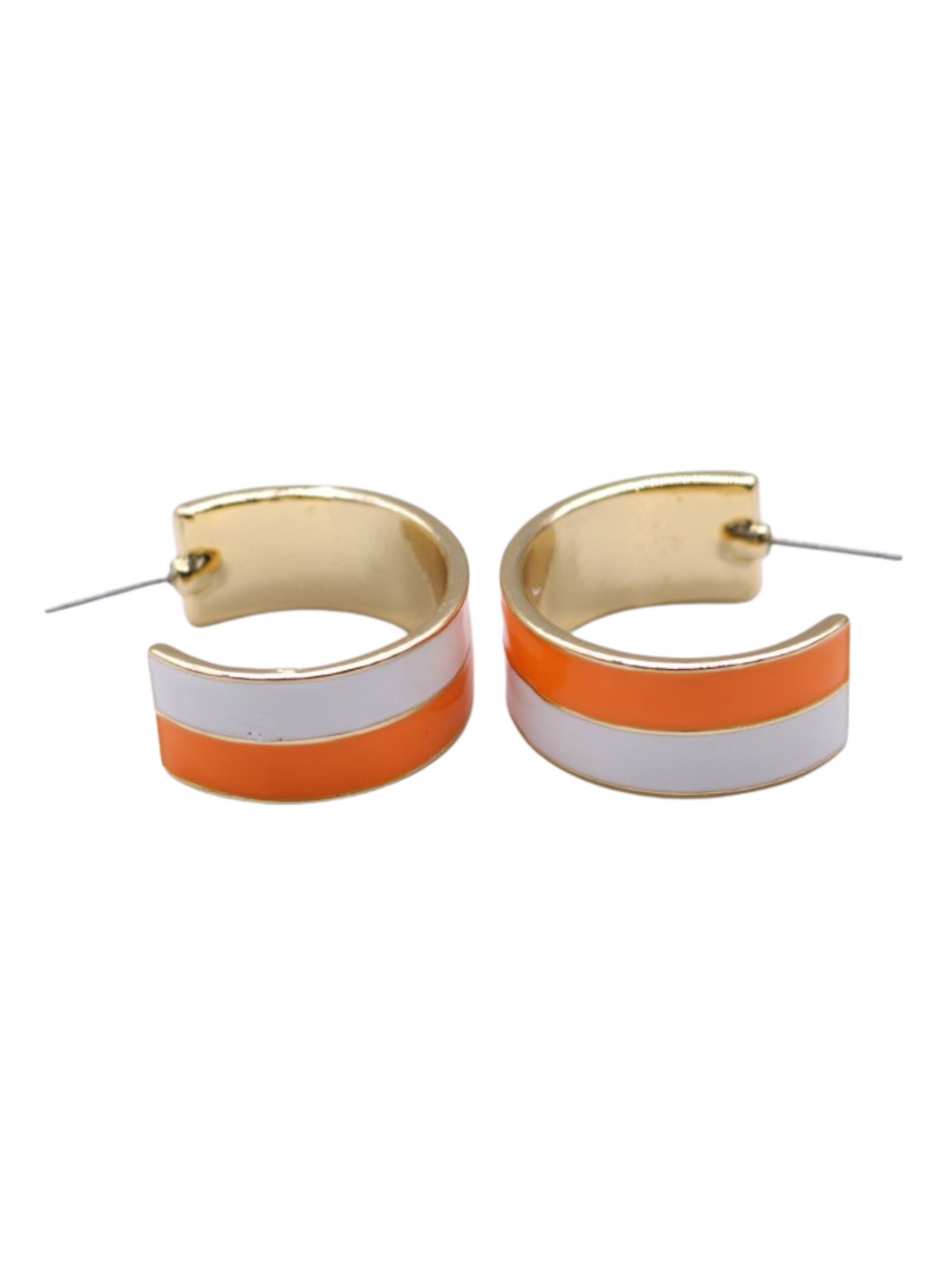 Two Tone Metal Hoop Earrings