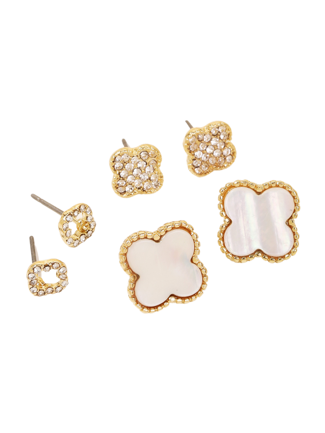 Mixed Clover Stud Earrings Set