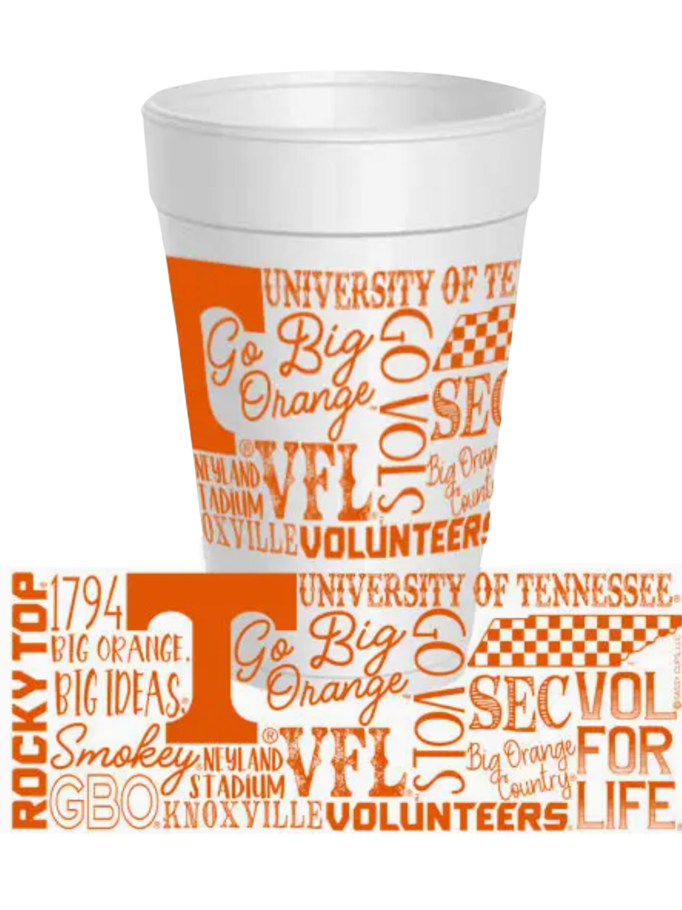 Tennessee Traditions Font Wrap 10 Pack Styrofoam  Cups