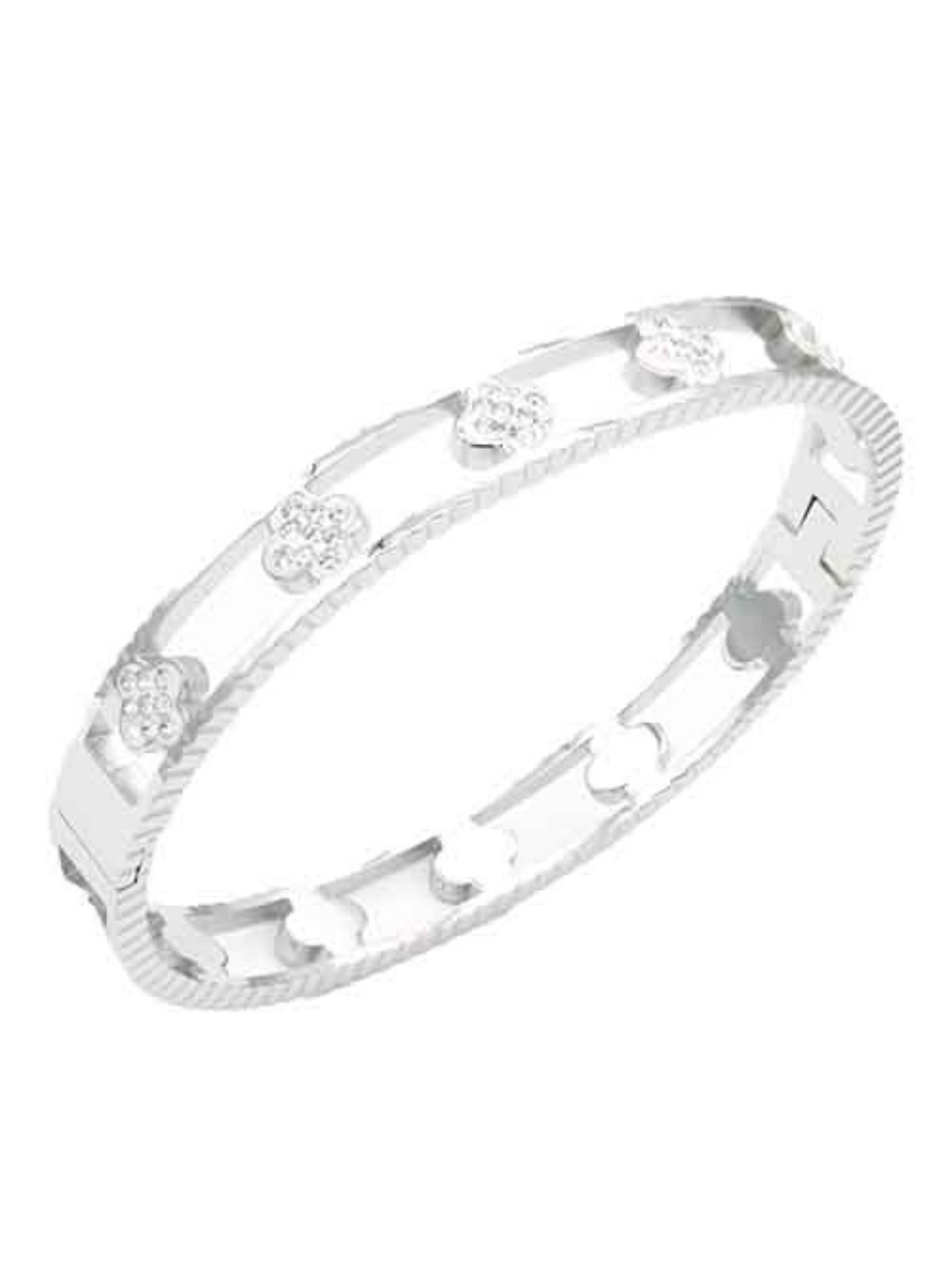 Stainless Steel Clover Bangle Bracelet