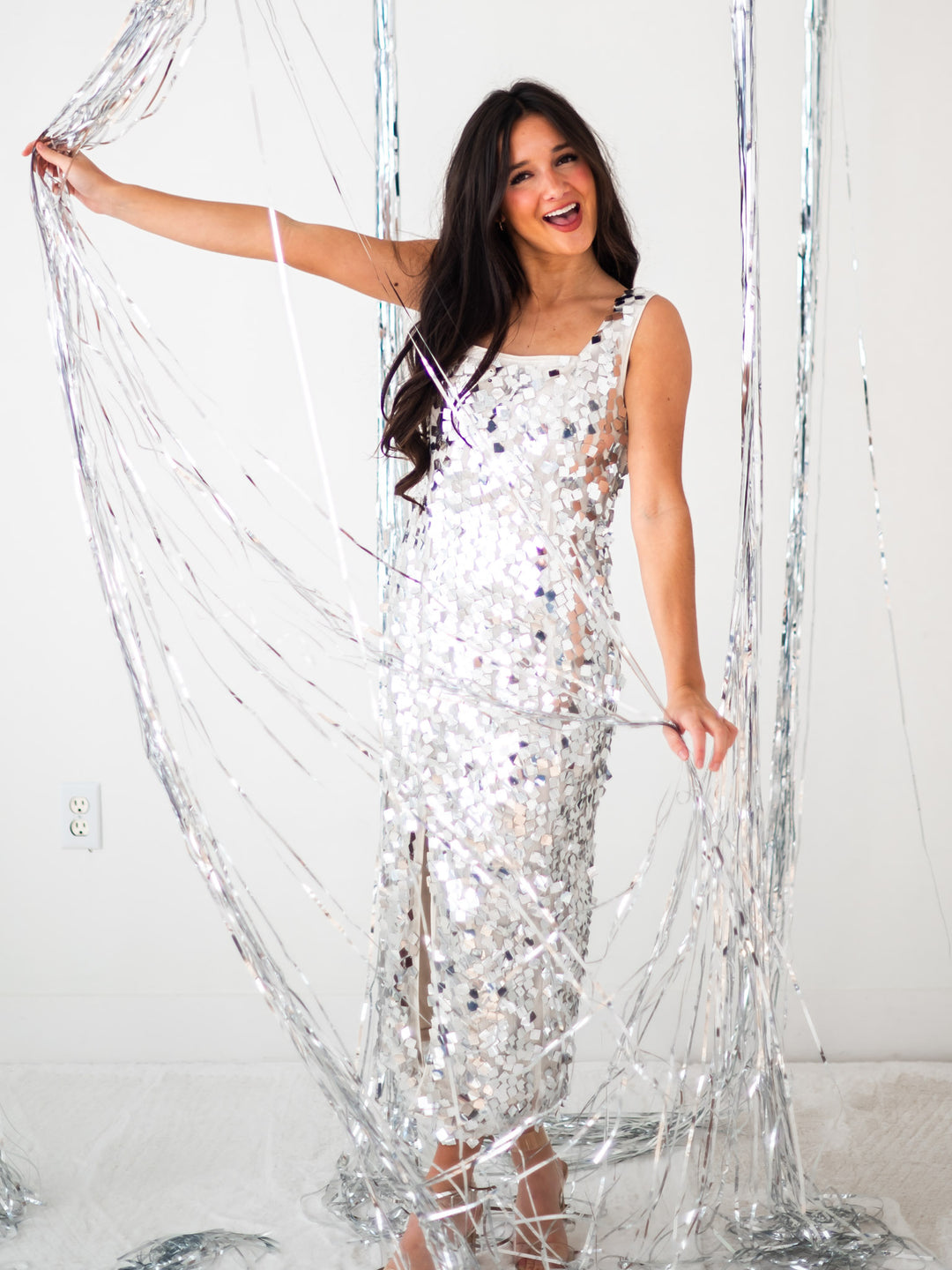 silver sequin midi dress Buy Women's Dresses Online A centre back zip allows for easy wear Always Shine Sequin Midi Dress