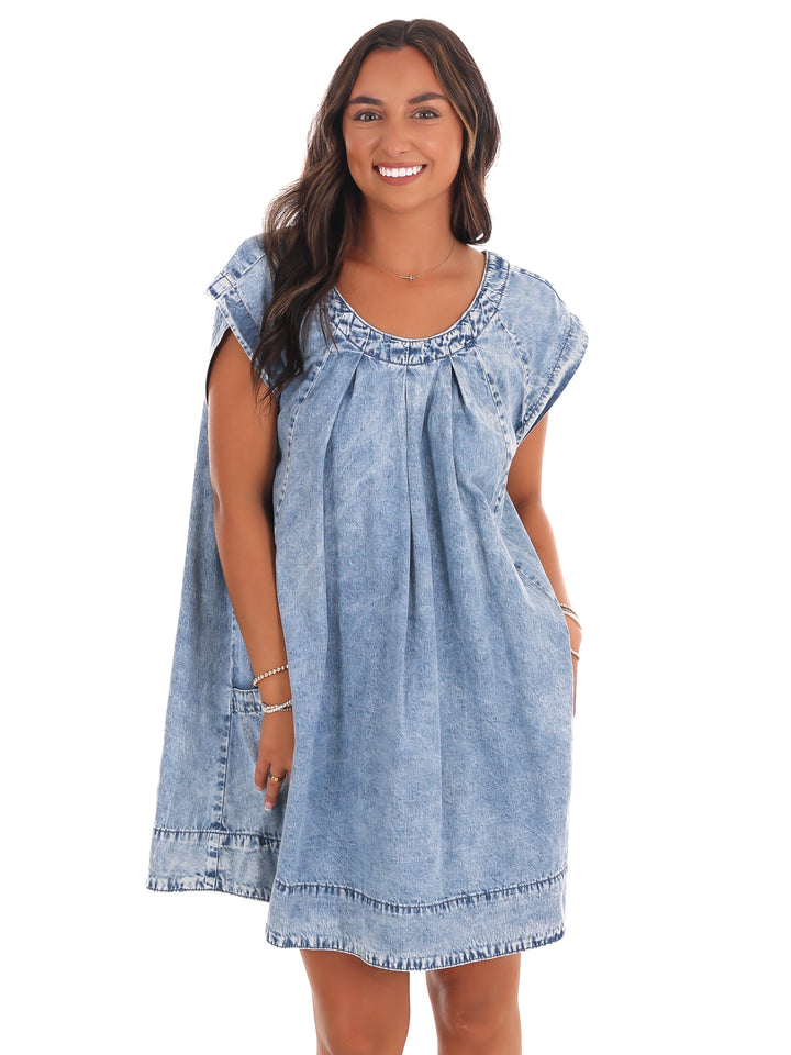 Fading Sunlight Denim Babydoll Dress