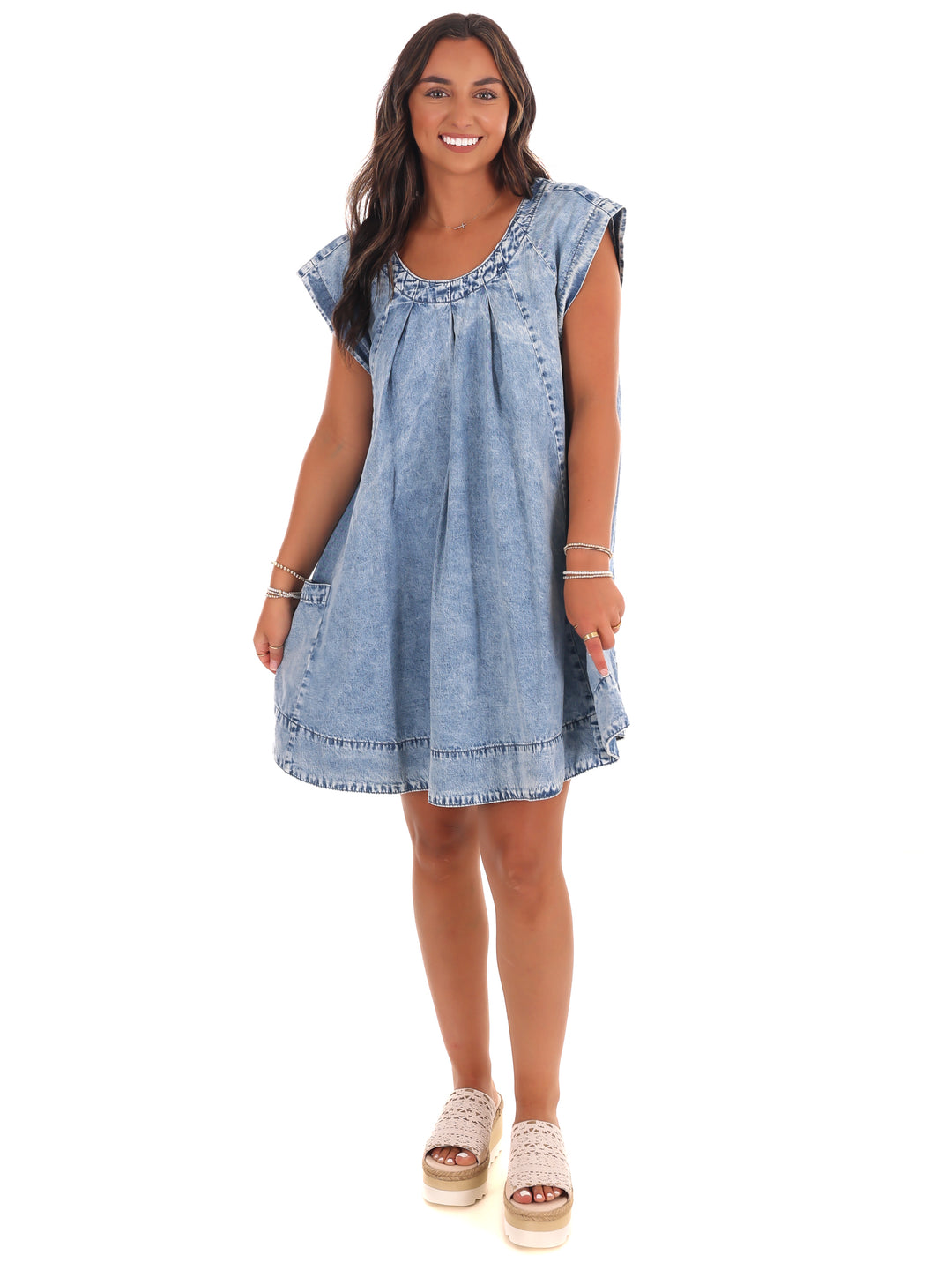 Fading Sunlight Denim Babydoll Dress