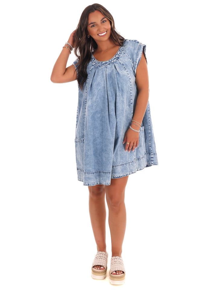 Fading Sunlight Denim Babydoll Dress