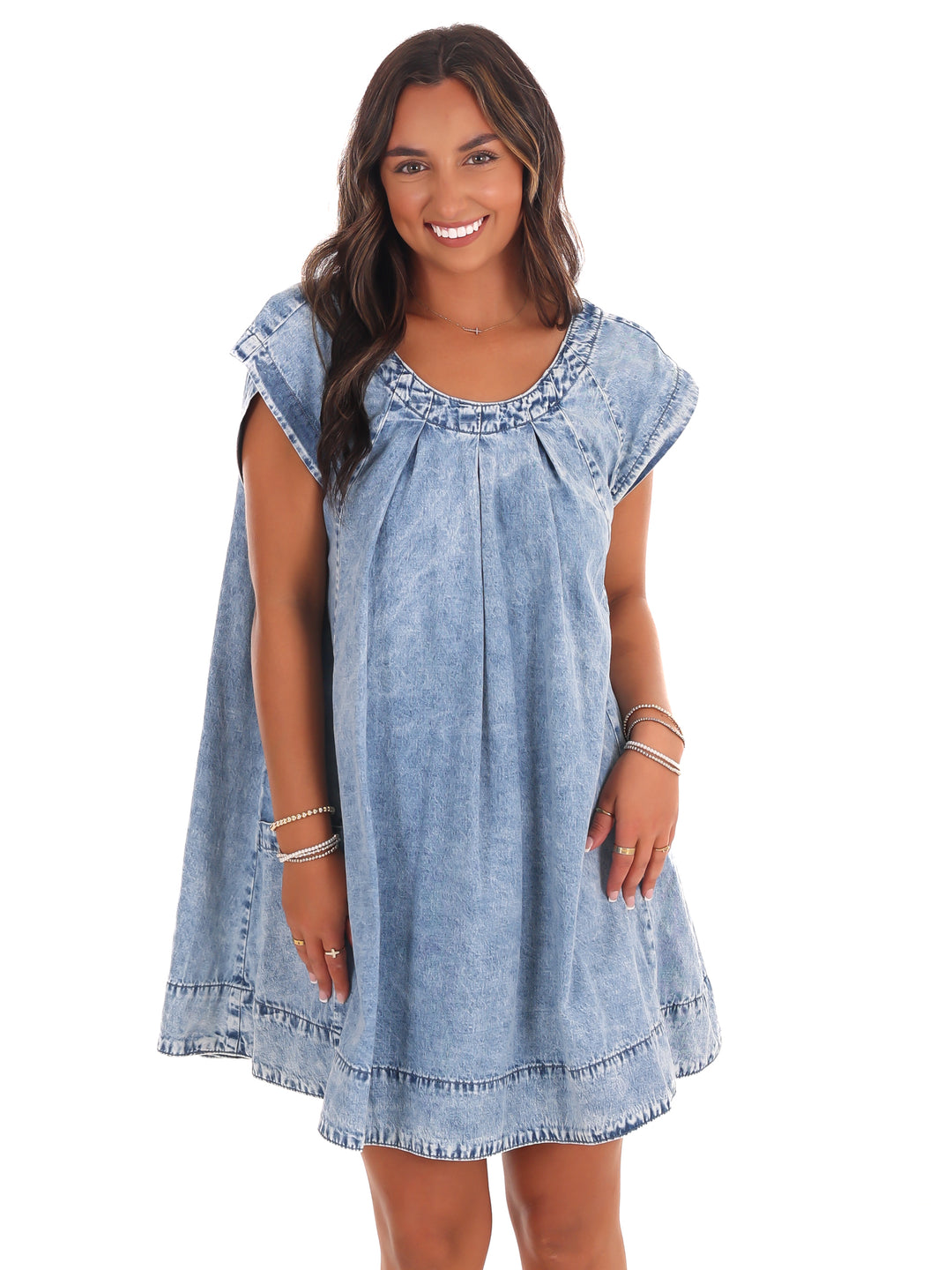 Fading Sunlight Denim Babydoll Dress Josie's Boutique Fading Sunlight Denim Babydoll Dress Josie's Boutique