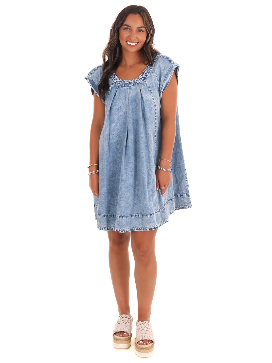 Fading Sunlight Denim Babydoll Dress