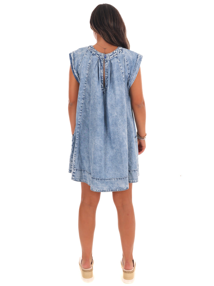 Fading Sunlight Denim Babydoll Dress