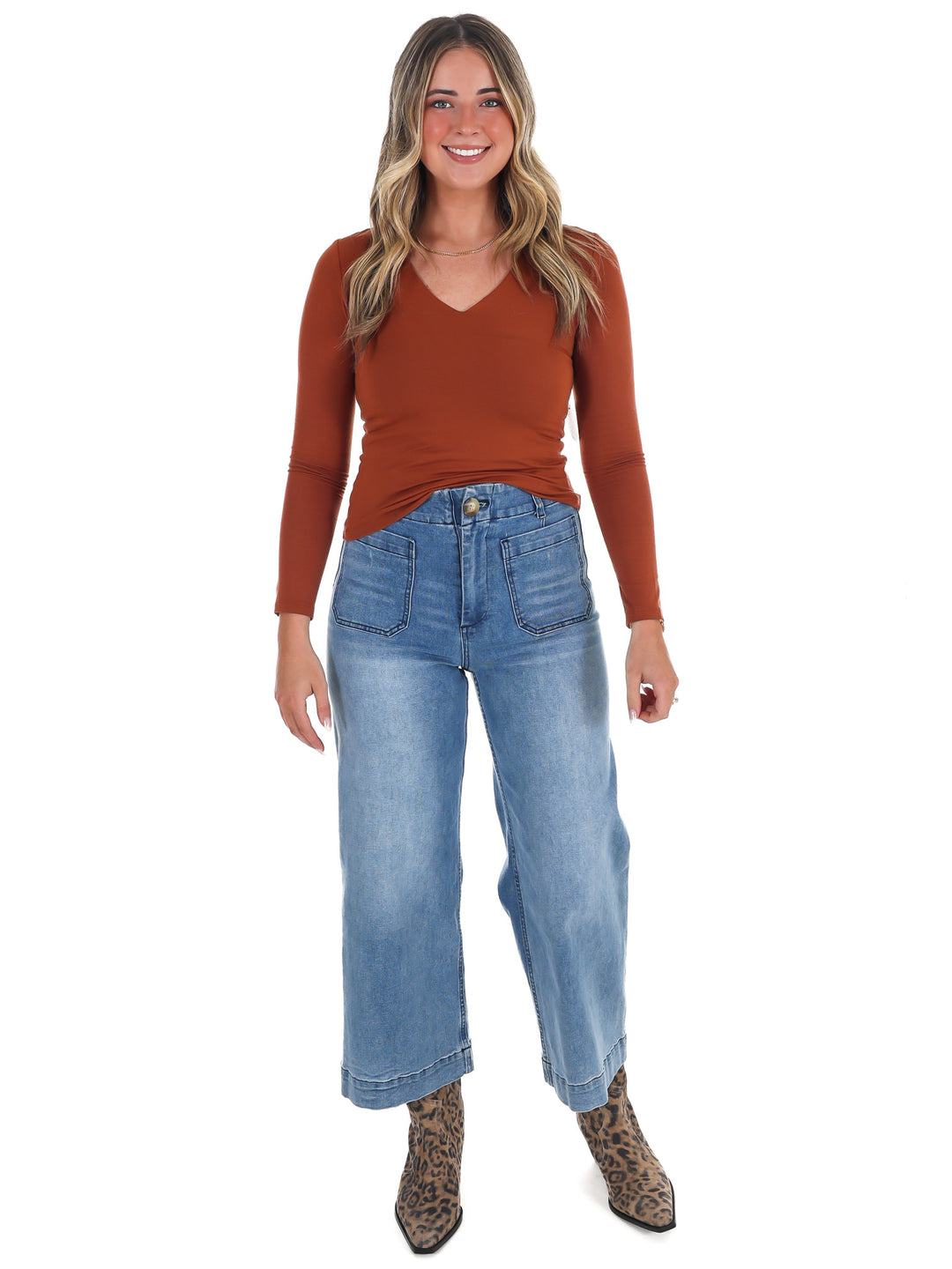 Lead the Way Double Layer V-Neck Fitted Top