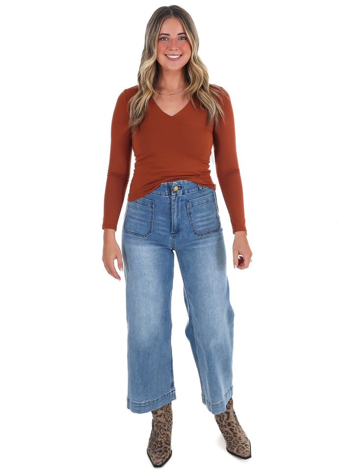 Lead the Way Double Layer V-Neck Fitted Top