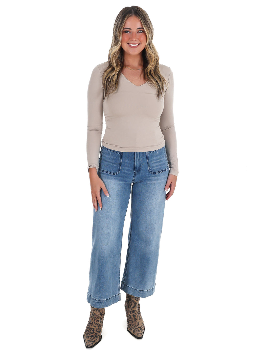 Lead the Way Double Layer V-Neck Fitted Top