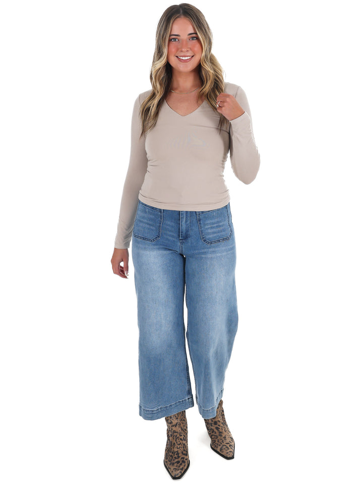 Lead the Way Double Layer V-Neck Fitted Top