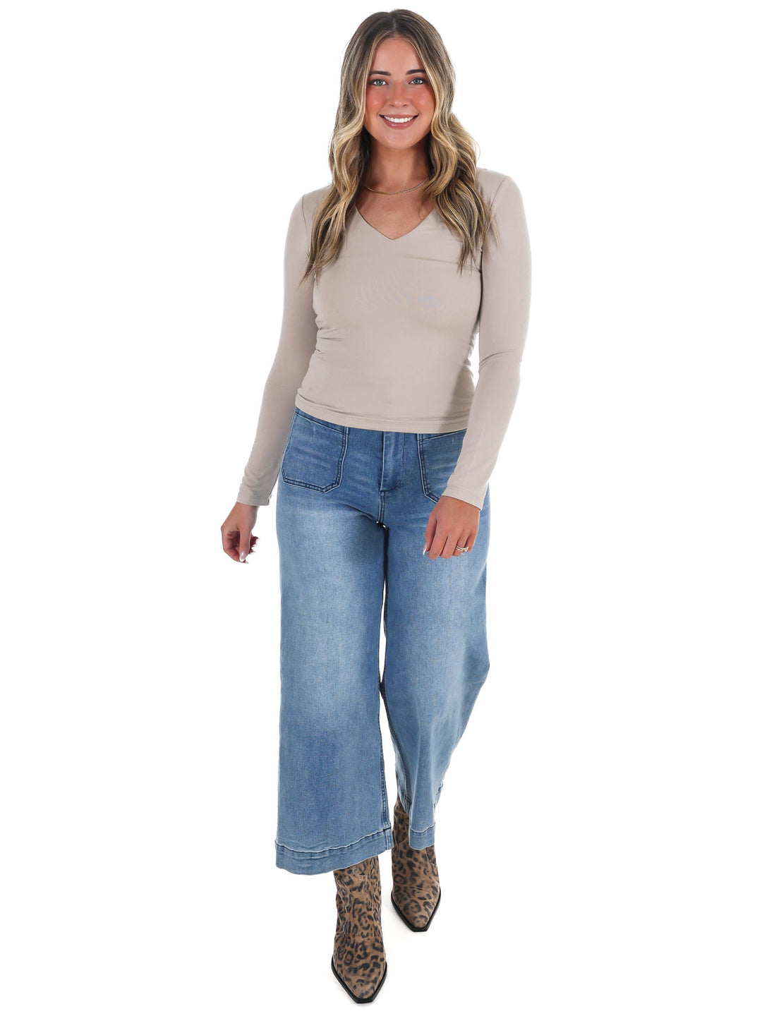 Lead the Way Double Layer V-Neck Fitted Top