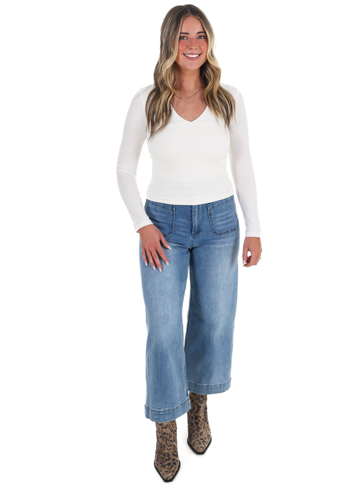 Lead the Way Double Layer V-Neck Fitted Top