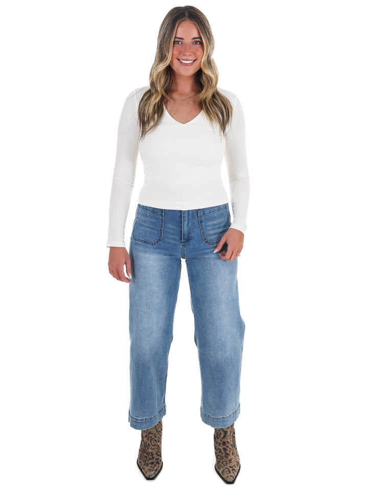 Lead the Way Double Layer V-Neck Fitted Top