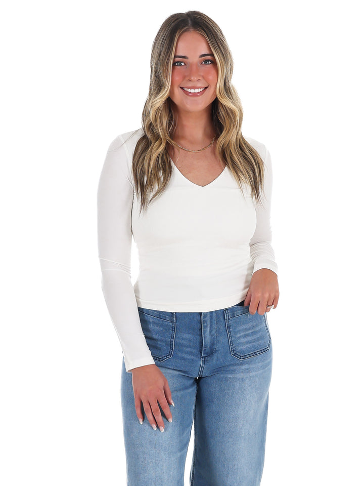 Lead the Way Double Layer V-Neck Fitted Top