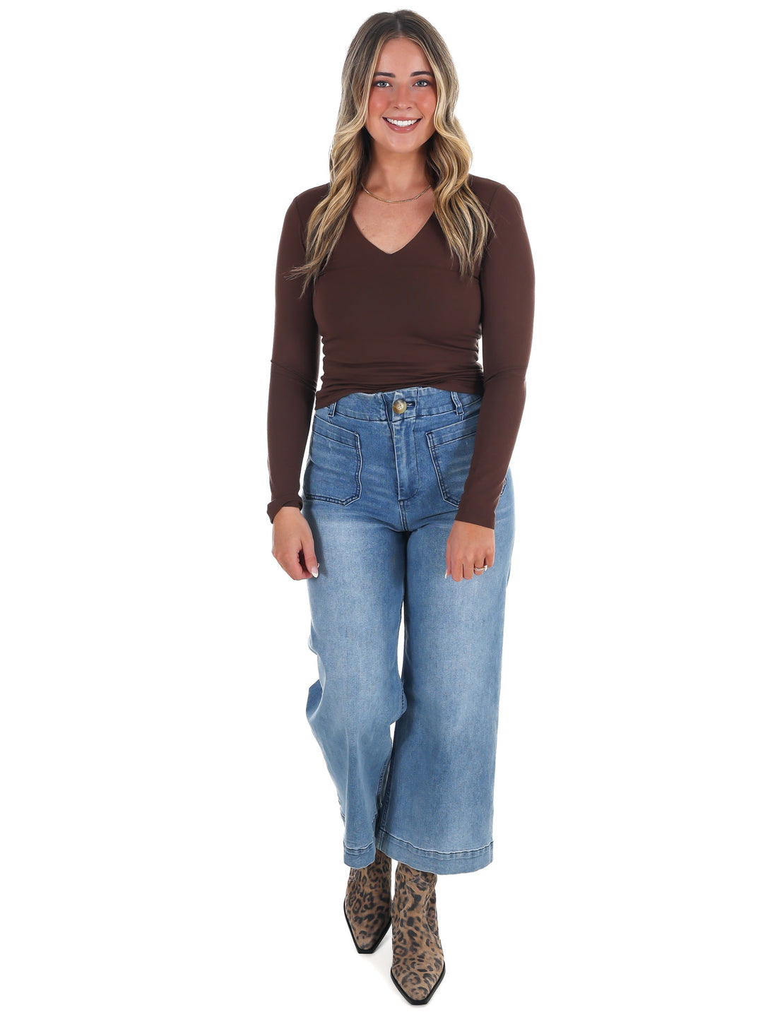 Lead the Way Double Layer V-Neck Fitted Top