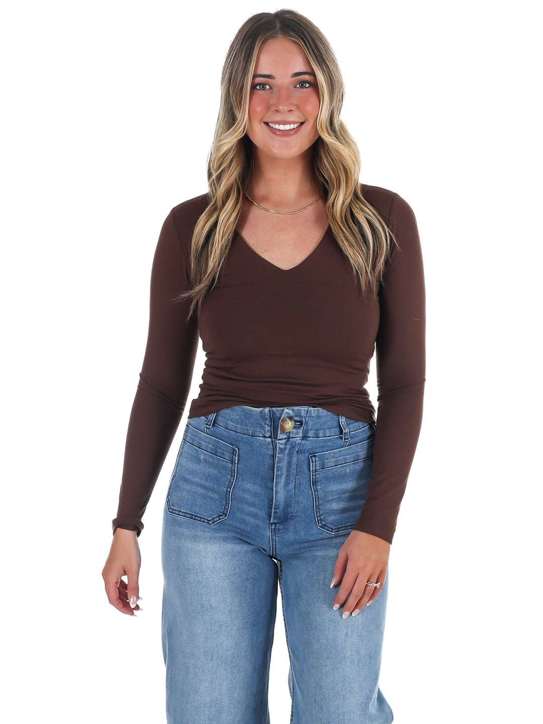 Lead the Way Double Layer V-Neck Fitted Top