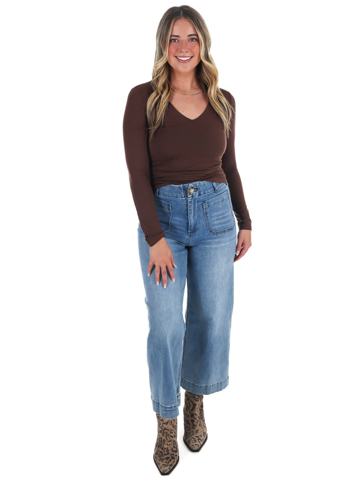 Lead the Way Double Layer V-Neck Fitted Top