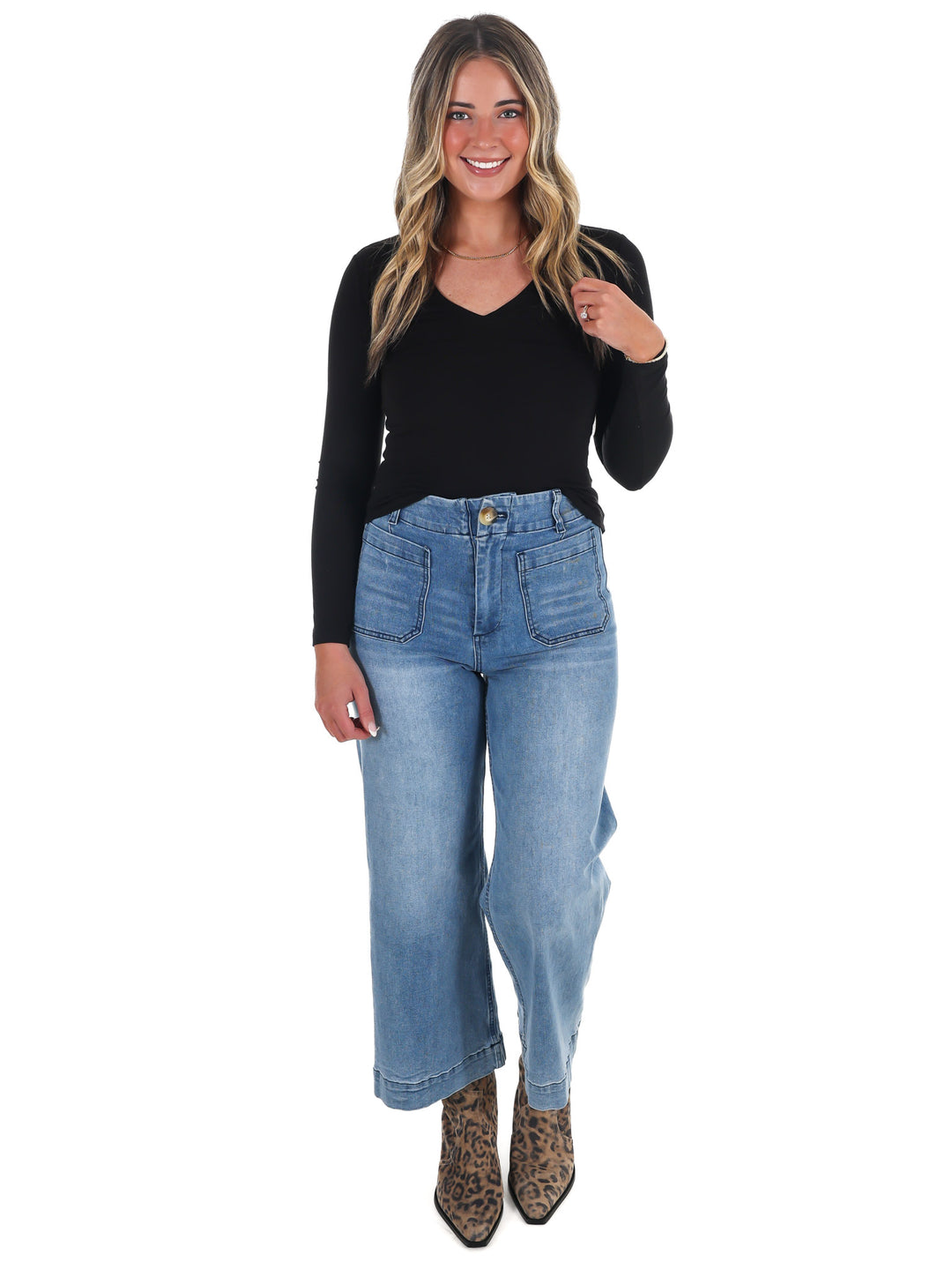 Lead the Way Double Layer V-Neck Fitted Top