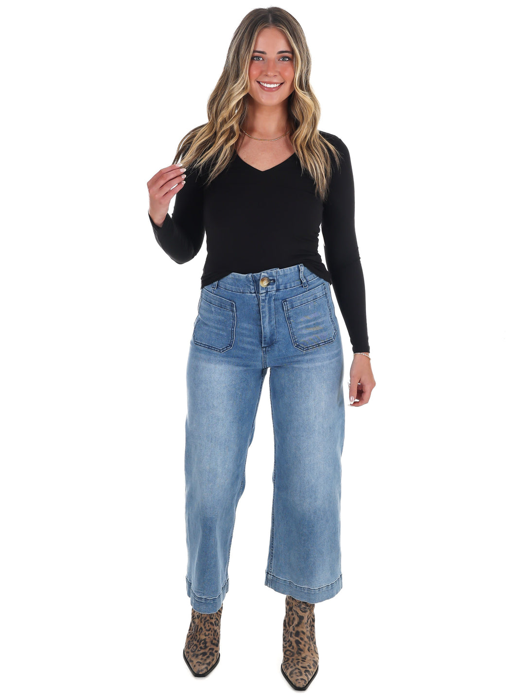 Lead the Way Double Layer V-Neck Fitted Top