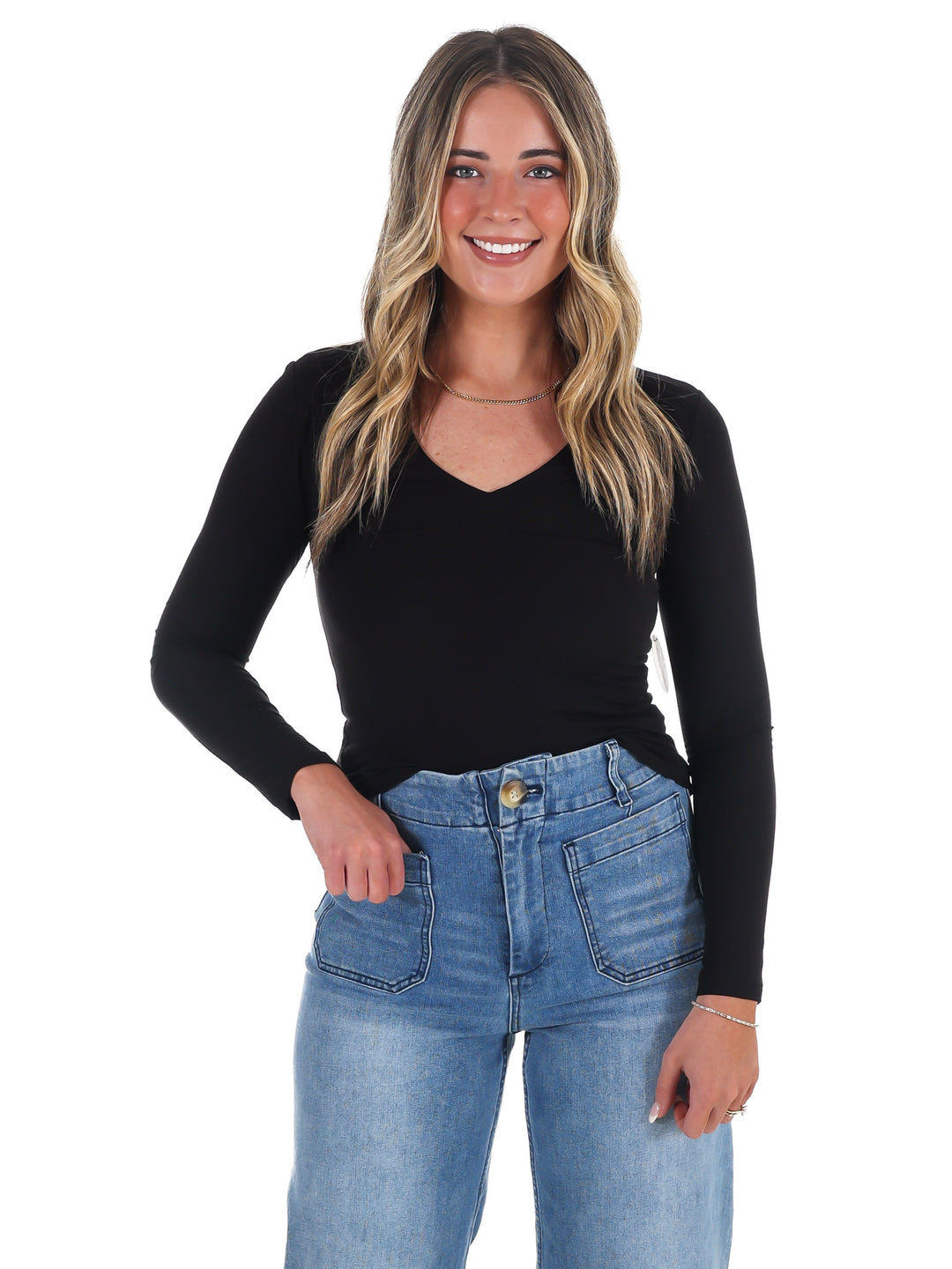 Lead the Way Double Layer V-Neck Fitted Top