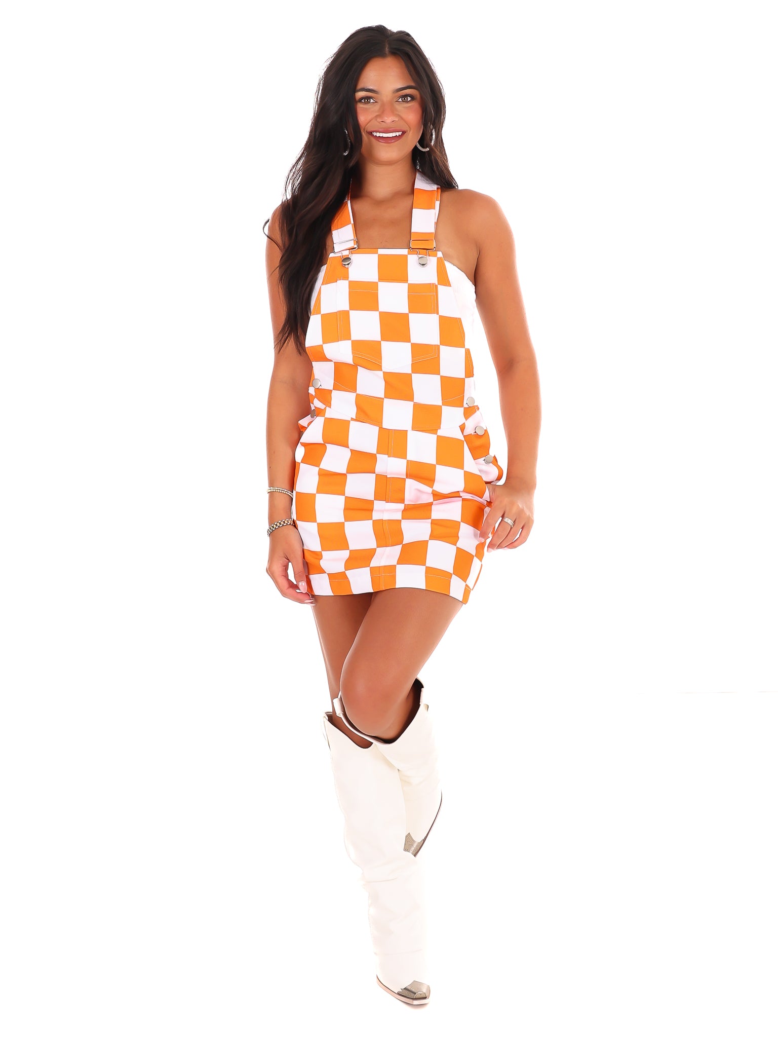 Overall dress checkered hotsell