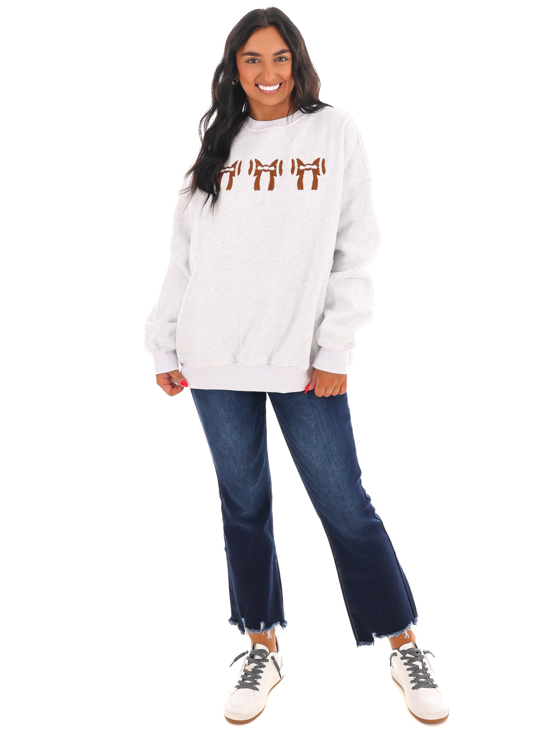 Football Bows Embroider Sweatshirt