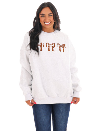 Football Bows Embroider Sweatshirt