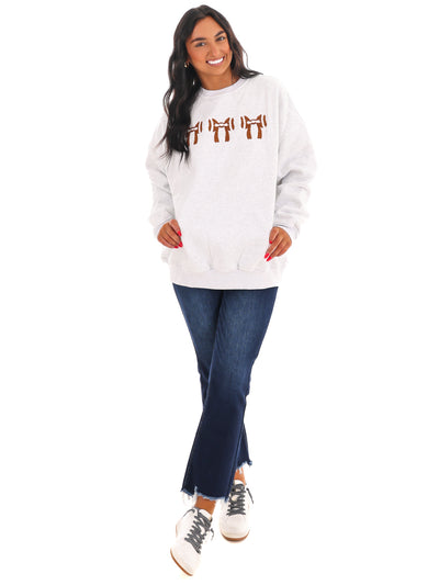 Football Bows Embroider Sweatshirt