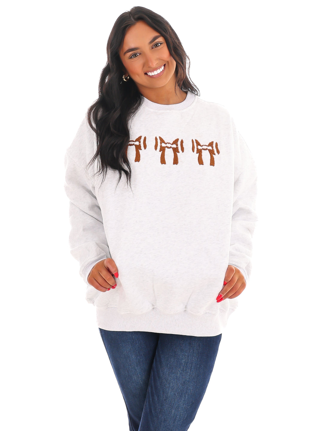 Football Bows Embroider Sweatshirt