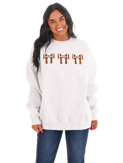 Football Bows Embroider Sweatshirt