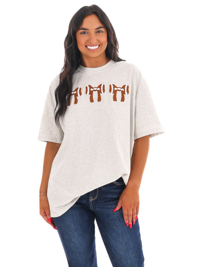 Football Bows Embroider Tee