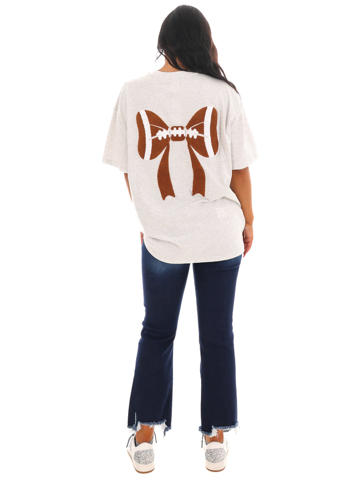 Football Bows Embroider Tee