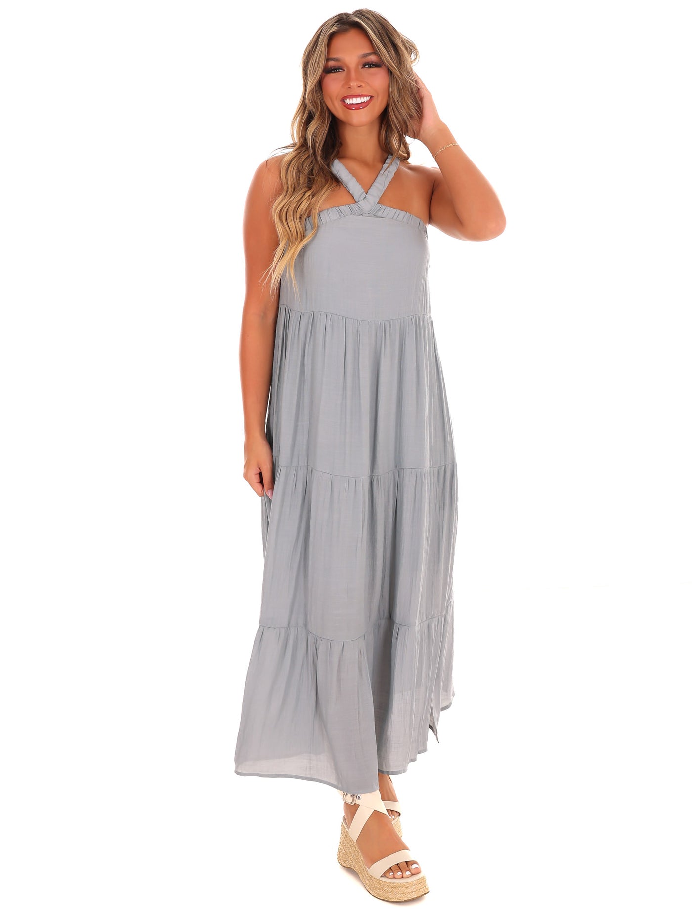 Front and Center Halter Maxi Dress