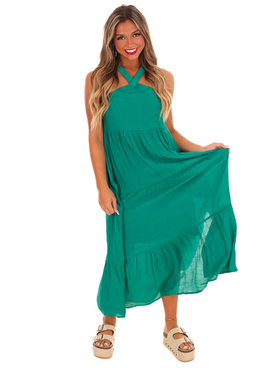 Front and Center Halter Maxi Dress