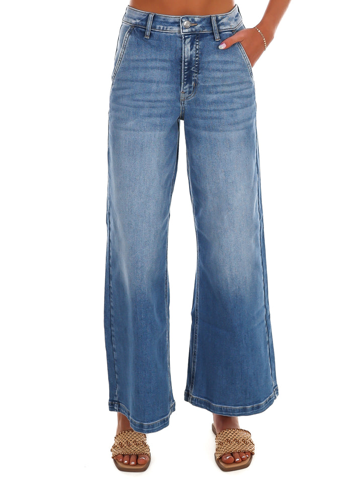 Uptown Ease High Rise Wide Leg Jeans