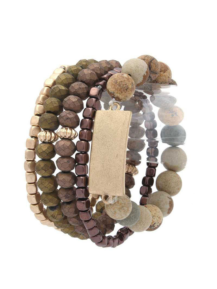 Multi Natural Stone Stretch Bracelet Set