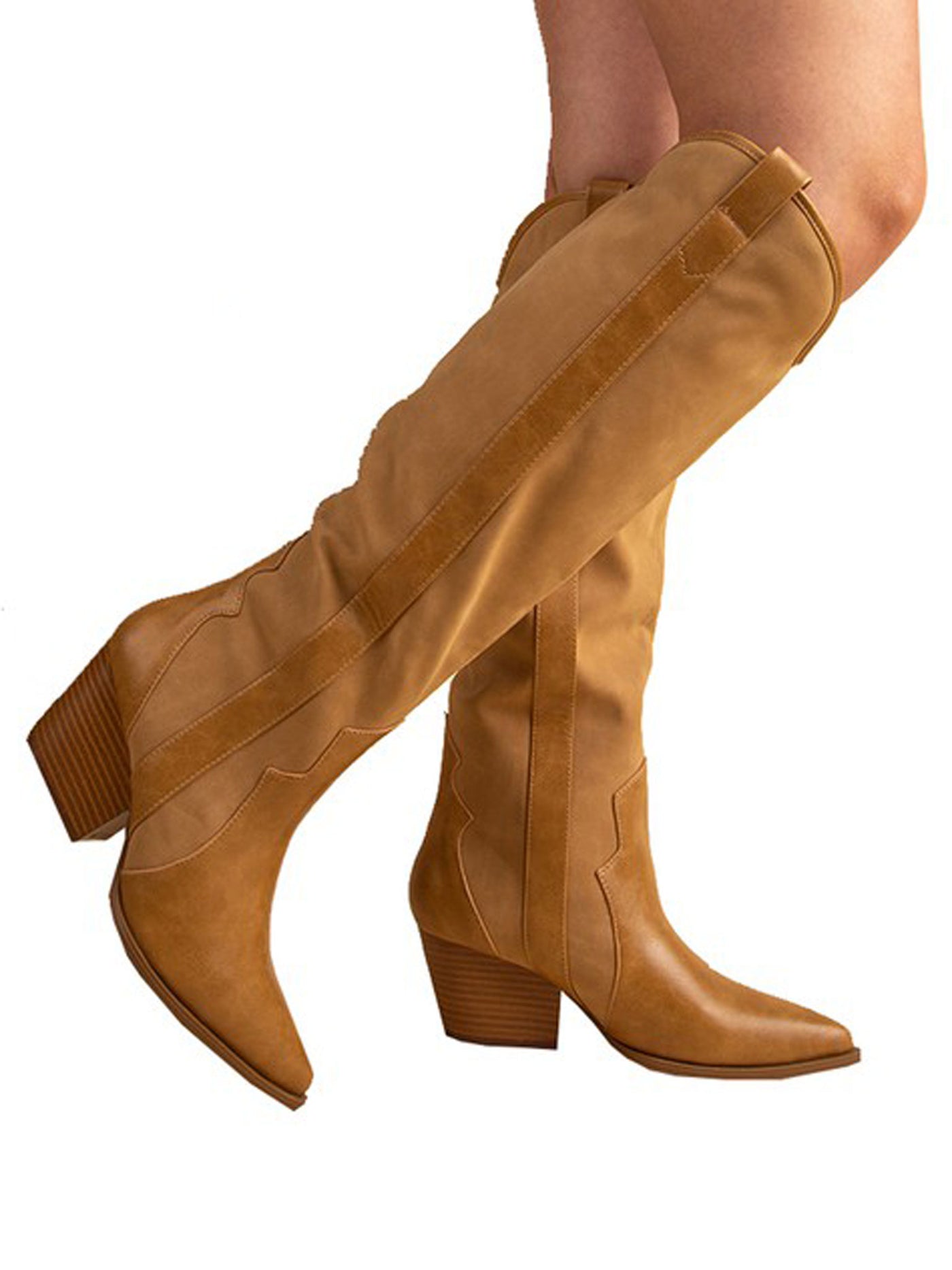 Gitty Up Tan Crinkle Tall Cowboy Boots