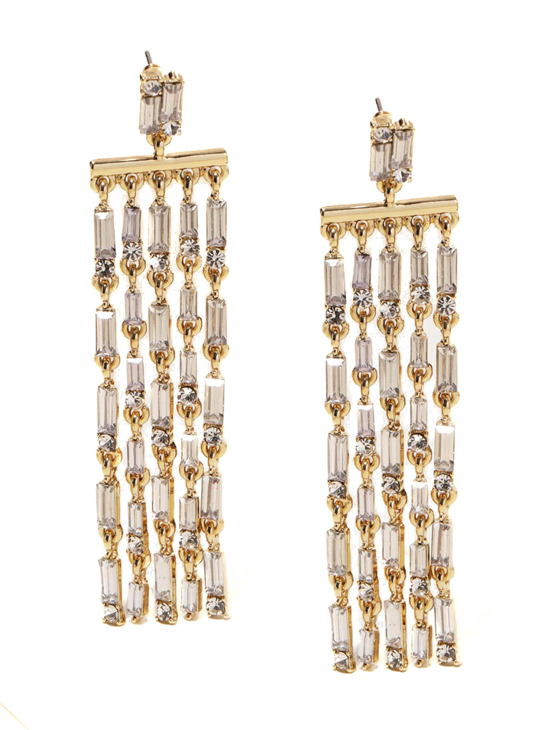 Rhinestone Chain Fringe Dangle Earrings