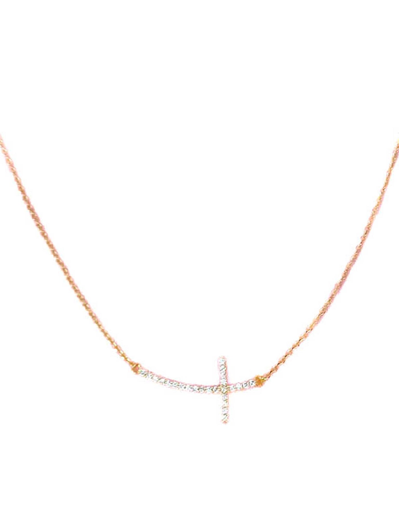 Side Pave Cross Necklace