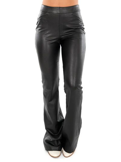 Spanx Black Leather Like Flare – Josie's Boutique