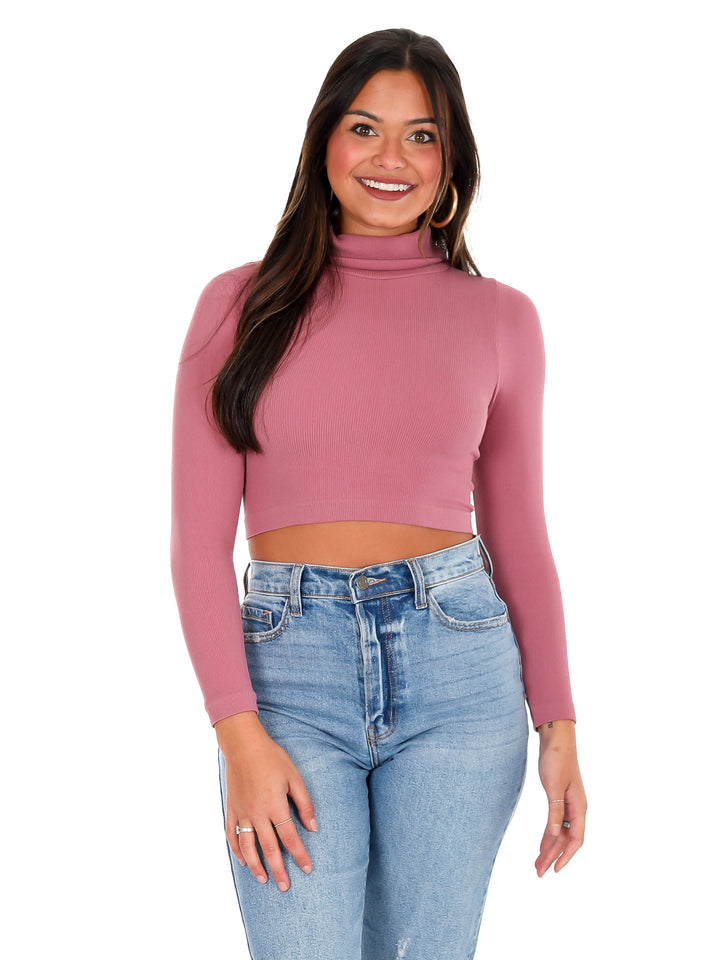 Girl in Mine Foldover Neck Top