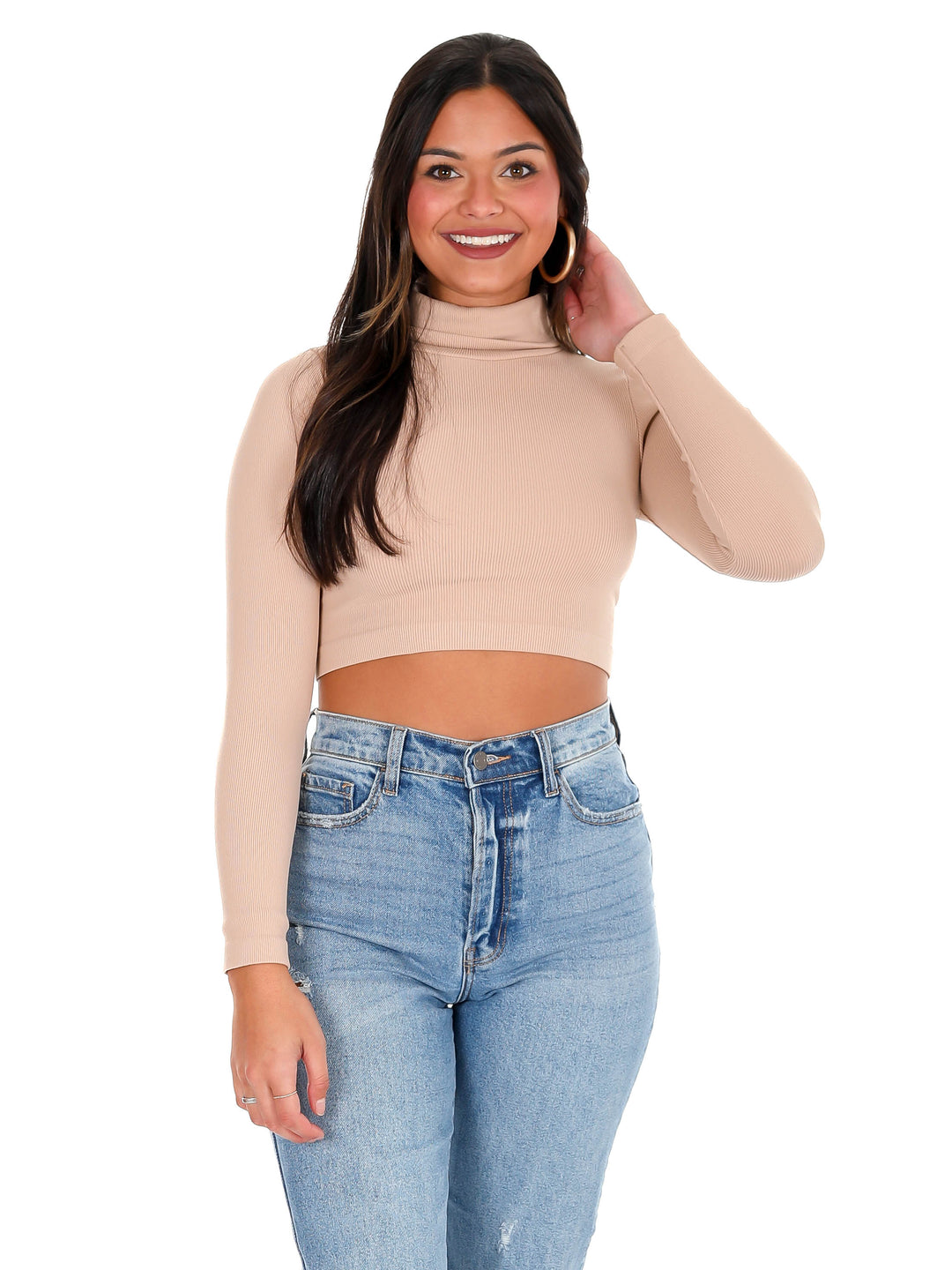 Girl in Mine Foldover Neck Top