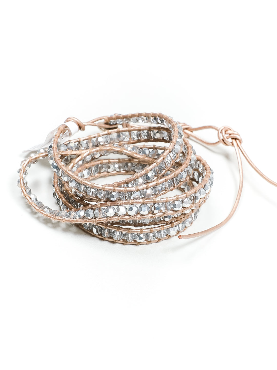 Silver Leather Wrap Bracelet