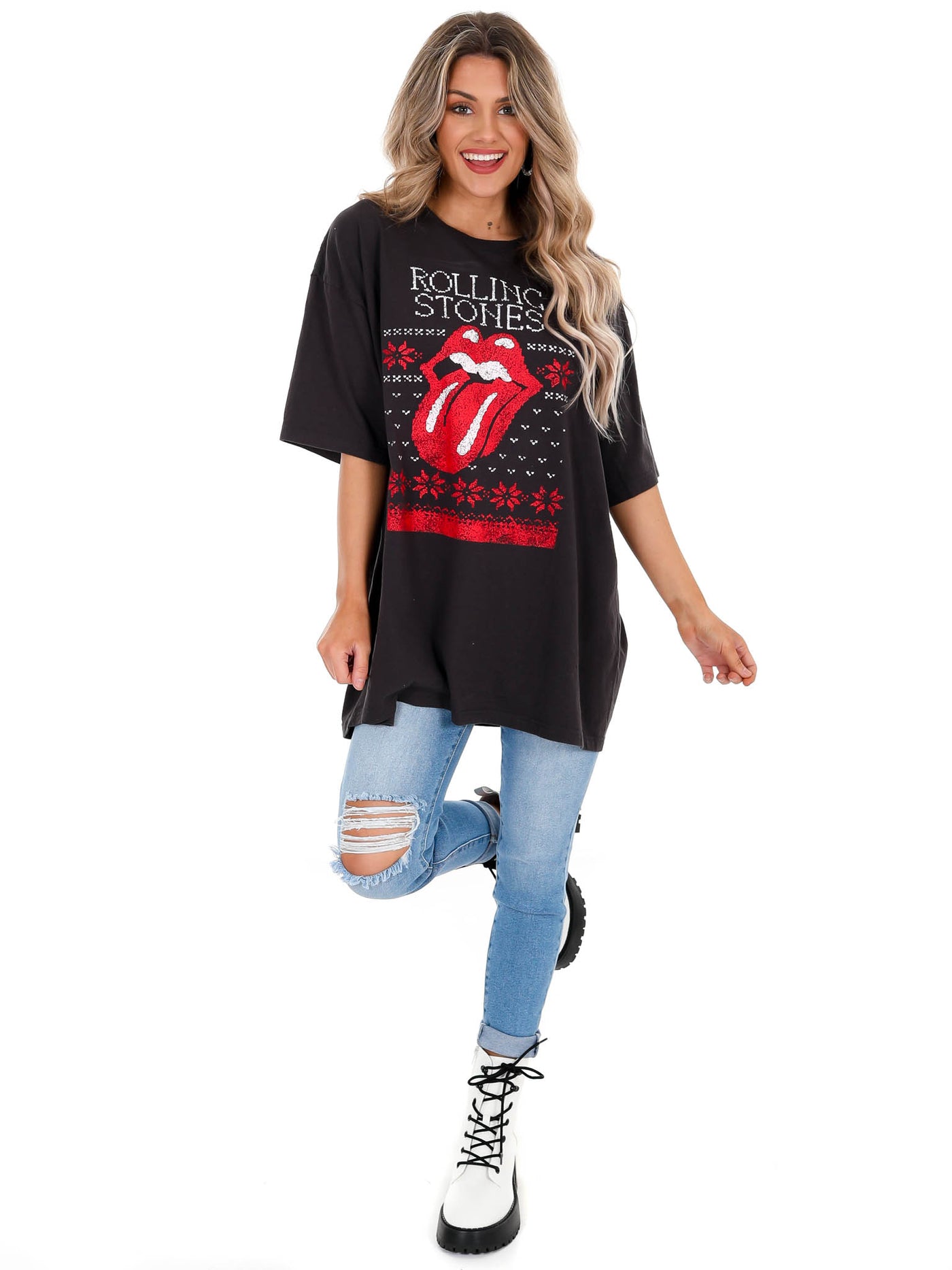 Rolling Stones Norway Sweater Oversized Distressed Tee