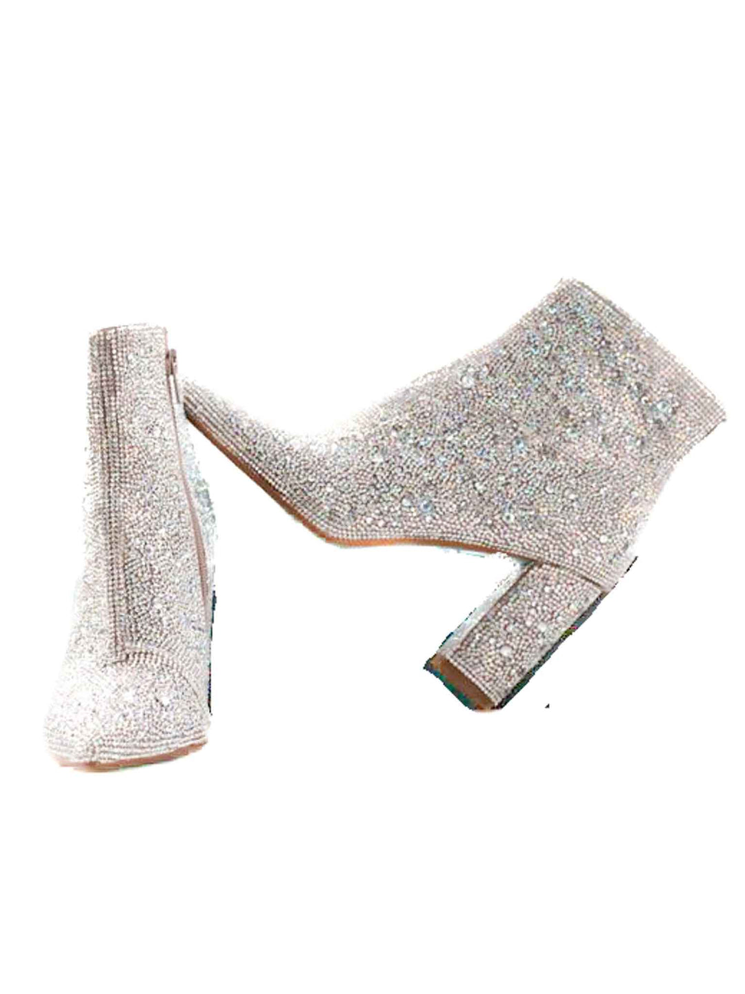 Christine Full Rhinestone Block Heel Booties