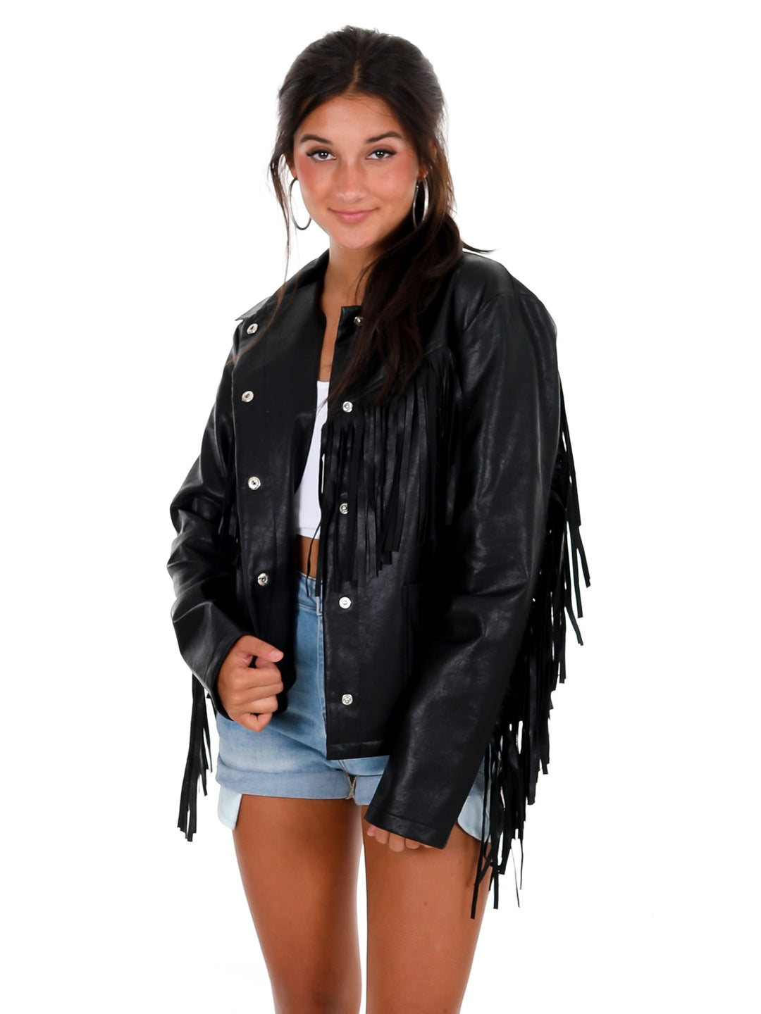 Walk this Way Pleather Fringe Jacket